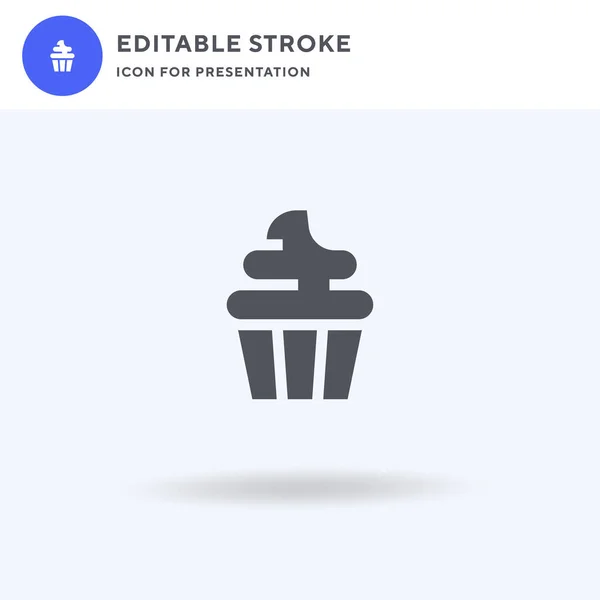 Vettore icona Cupcake, segno piatto pieno, pittogramma solido isolato su bianco, illustrazione logo. icona Cupcake per la presentazione. — Vettoriale Stock