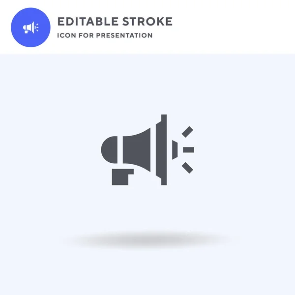 メガホンのアイコンベクトル、フラット記号を記入し、白いロゴのイラストに隔離された固体ピクトグラム。プレゼンテーションのためのメガホンのアイコン. — ストックベクタ