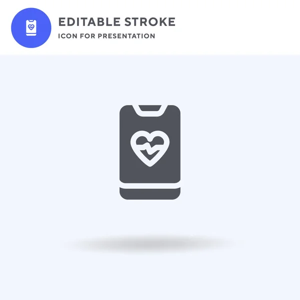 Vettore icona frequenza cardiaca, segno piatto riempito, pittogramma solido isolato su bianco, illustrazione logo. Icona della frequenza cardiaca per la presentazione. — Vettoriale Stock