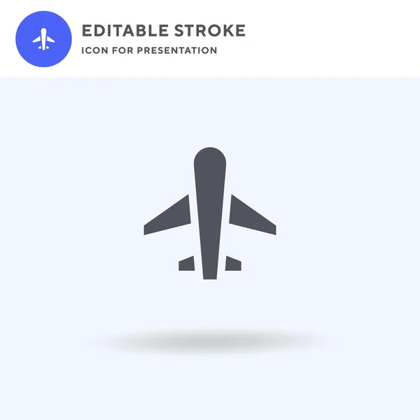 Vecteur d'icône d'avion, panneau plat rempli, pictogramme solide isolé sur blanc, illustration du logo. Icône avion pour la présentation. — Image vectorielle