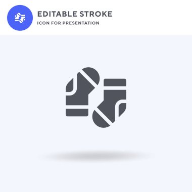 Çorap ikonu vektörü, düz tabela, beyaz üzerine izole edilmiş katı resim, logo illüstrasyonu. Sunum için çorap simgesi.