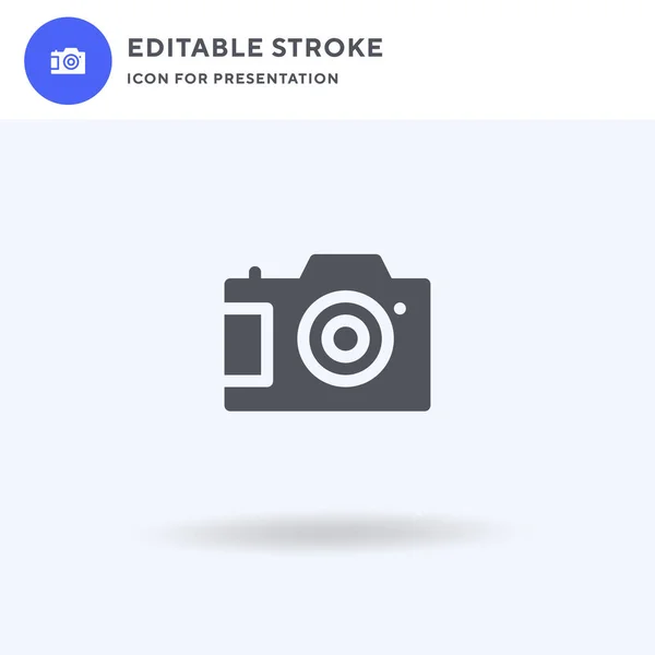 Camera icoon vector, gevulde vlakke teken, solide pictogram geïsoleerd op wit, logo illustratie. Camera icoon voor presentatie. — Stockvector