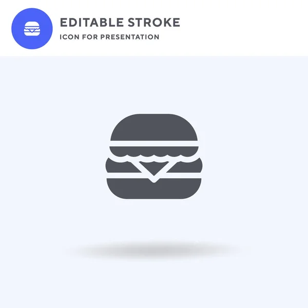Hamburger διάνυσμα εικονίδιο, γεμάτο επίπεδη πινακίδα, στερεά εικονόγραμμα απομονώνονται σε λευκό, εικονογράφηση λογότυπο. Εικονίδιο χάμπουργκερ για παρουσίαση. — Διανυσματικό Αρχείο