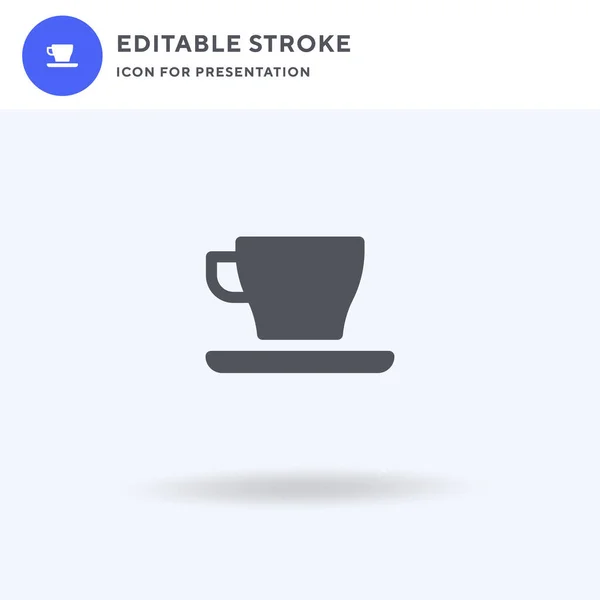 Vetor de ícone da xícara de café, sinal plano preenchido, pictograma sólido isolado em branco, ilustração do logotipo. Ícone de xícara de café para apresentação. — Vetor de Stock