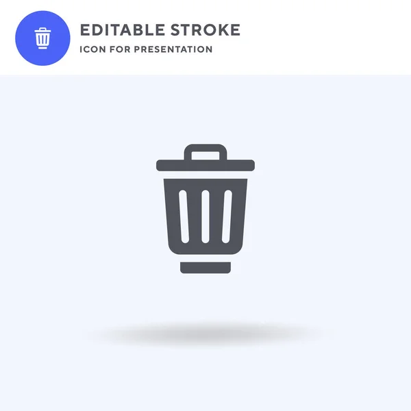 Vector Icono Basura Signo Plano Lleno Pictograma Sólido Aislado Blanco — Vector de stock