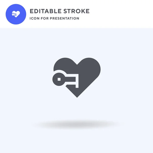 Vector Icono Del Corazón Signo Plano Lleno Pictograma Sólido Aislado — Vector de stock