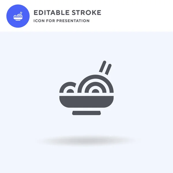 Noodle Icon Vector Full Flat Sign Solid Pictogram Isolated White — 스톡 벡터