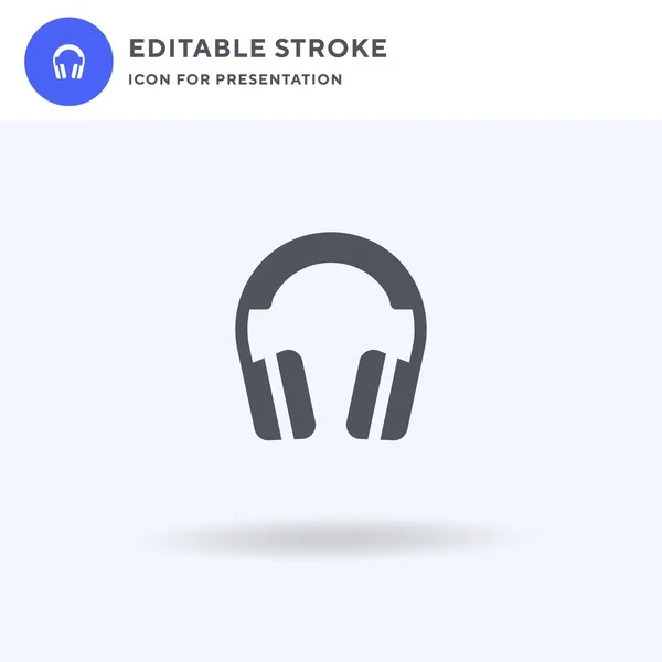 Auriculares Vector Icono Signo Plano Lleno Pictograma Sólido Aislado Blanco — Vector de stock