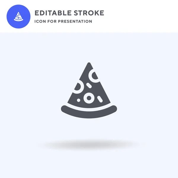 Pizza Icoon Vector Gevuld Plat Bord Solide Pictogram Geïsoleerd Wit — Stockvector