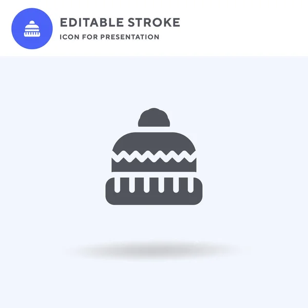 Winter Hat Icoon Vector Gevuld Plat Bord Solide Pictogram Geïsoleerd — Stockvector