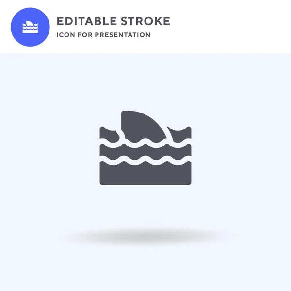 サメのアイコンベクトル、完全なフラット記号、白い、ロゴのイラストに隔離された固体ピクトグラム。発表のためのサメのアイコン. — ストックベクタ