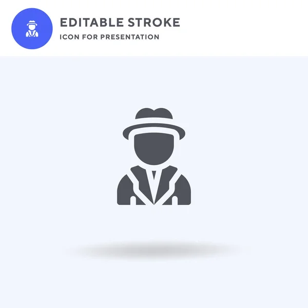 Detetive ícone vetor, sinal plano cheio, pictograma sólido isolado em branco, ilustração logotipo. Ícone de detetive para apresentação. — Vetor de Stock