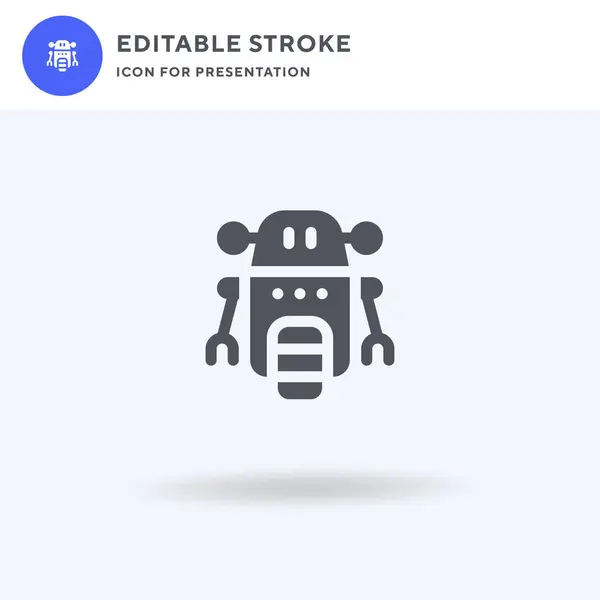 Robotik simge vektörü, düz tabela, beyaz üzerine izole edilmiş katı piktogram, logo illüstrasyonu. Sunum için robot simgesi. — Stok Vektör