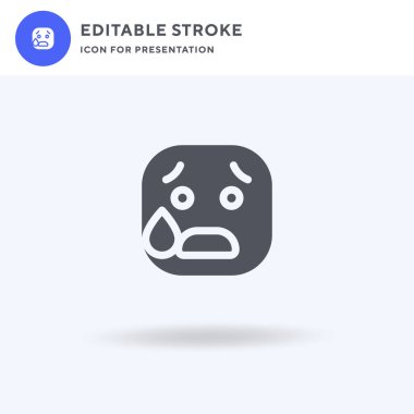 Korku ikonu vektörü, düz tabela, beyaz üzerine izole edilmiş katı resim, logo illüstrasyonu. Sunum için korku simgesi.