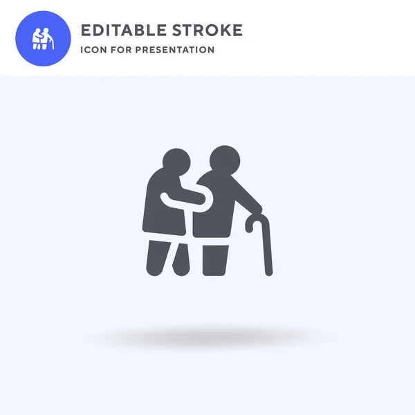 Vetor de ícone de cuidador, sinal plano preenchido, pictograma sólido isolado em branco, ilustração do logotipo. Ícone de cuidador para apresentação . —  Vetores de Stock