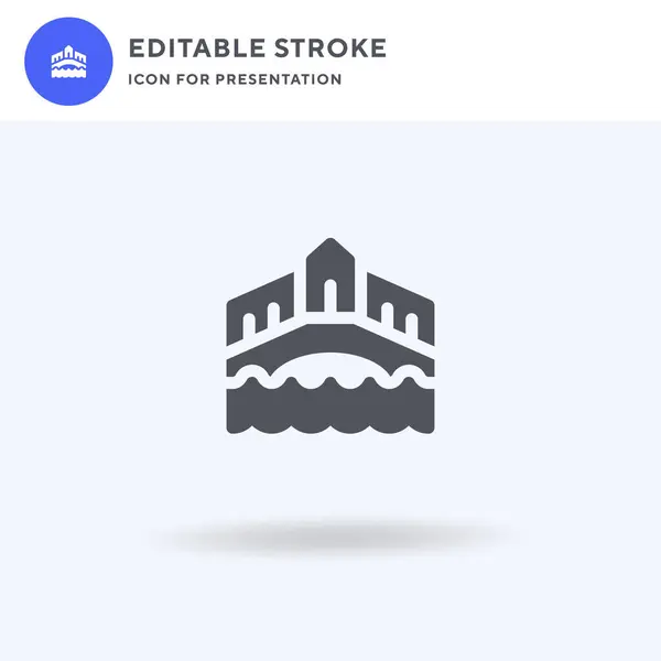 Rialto Bridge icoon vector, gevuld plat bord, solide pictogram geïsoleerd op wit, logo illustratie. Rialto Bridge icoon voor presentatie. — Stockvector