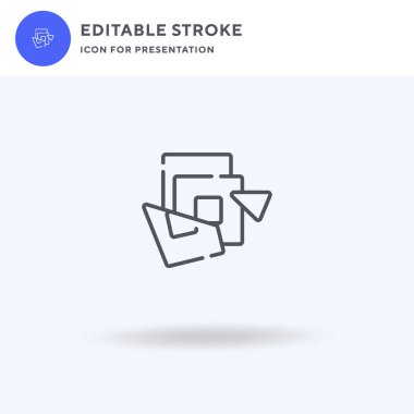 Koyu çikolata ikonu vektörü, düz tabela, beyaz üzerine izole edilmiş katı resim, logo illüstrasyonu. Sunum için Kara Çikolata simgesi.