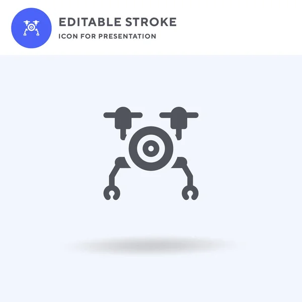 Vetor de ícone de drone, sinal plano preenchido, pictograma sólido isolado em branco, ilustração do logotipo. Ícone de drone para apresentação. — Vetor de Stock