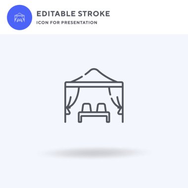 Plaj Kabini ikonu vektörü, düz tabela, beyaz üzerine izole edilmiş katı resim, logo illüstrasyonu. Sunum için Beach Cabana simgesi.