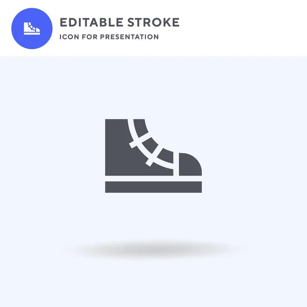 Sneaker Icon Vector Segno Piatto Pieno Pittogramma Solido Isolato Bianco — Vettoriale Stock