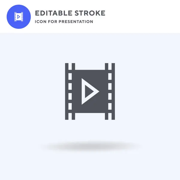 Video Ikon Vektor Töltött Lapos Jel Szilárd Piktogram Elszigetelt Fehér — Stock Vector