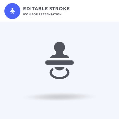 Emzik simgesi vektörü, düz tabela, beyaz üzerine izole edilmiş katı resim, logo illüstrasyonu. Sunum için emzik simgesi.