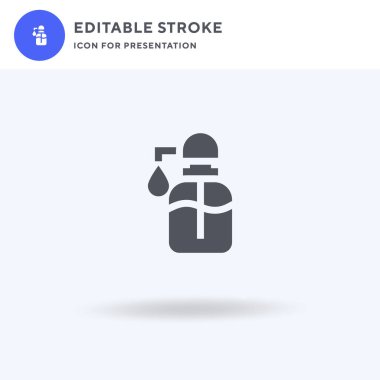 El yıkama ikonu vektörü, düz tabela, beyaz üzerine izole edilmiş katı resim, logo illüstrasyonu. Sunum için el yıkama simgesi.