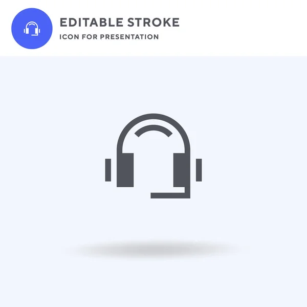 Auriculares Vector Icono Signo Plano Lleno Pictograma Sólido Aislado Blanco — Vector de stock