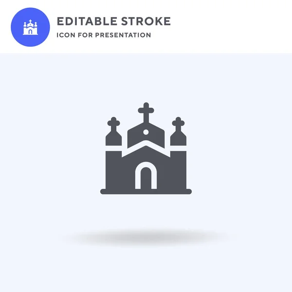 처치 아이콘 벡터 (Church icon vector), 평평 한 사인, 흰색으로 분리 된 고체 픽 토 그램, 로고 삽화. 공개 강연을 위한 처치 아이콘. — 스톡 벡터