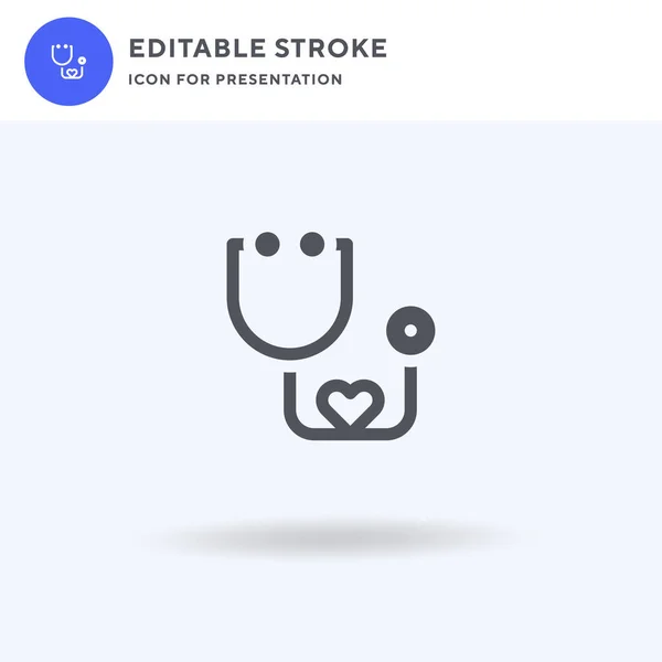 Stethoscope Icon Vector Filled Flat Sign Solid Pictogram Isolated White — Stock Vector