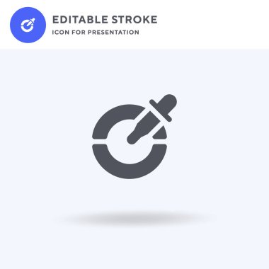 Pipette simge vektörü, düz tabela, beyaz üzerine izole edilmiş katı resim, logo illüstrasyonu. Sunum için Pipette simgesi.