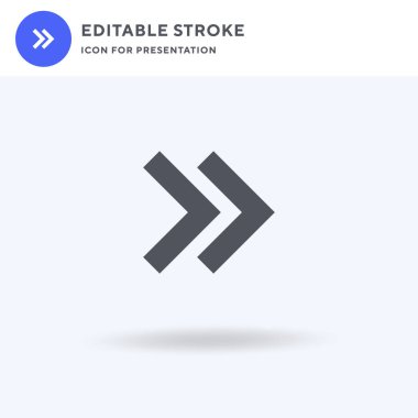 Ok simgesi vektörü, düz tabela, beyaz üzerine izole edilmiş katı resim, logo illüstrasyonu. Sunum için ok simgesi.