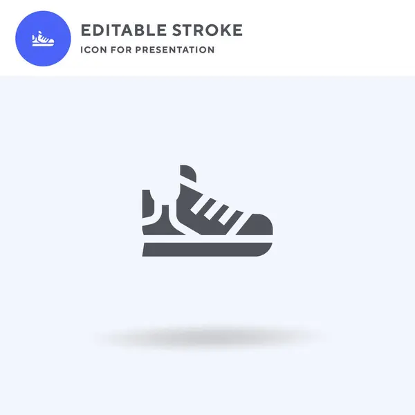 Sneakers Vetor Ícone Sinal Plano Preenchido Pictograma Sólido Isolado Branco — Vetor de Stock