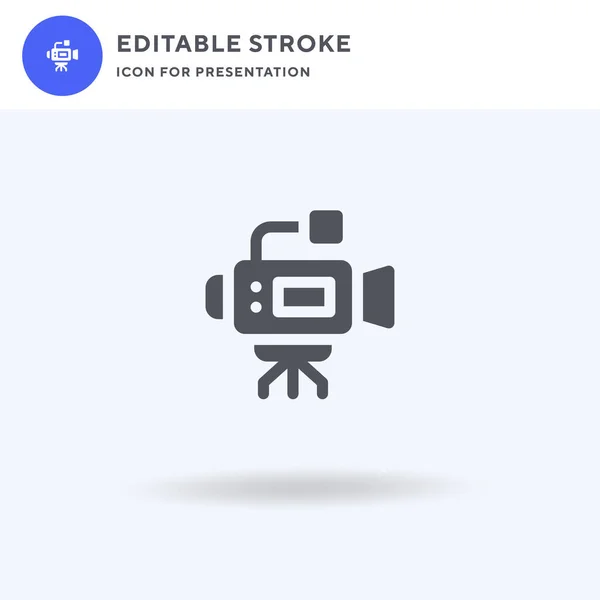 Videocamera Vector Icono Lleno Signo Plano Pictograma Sólido Aislado Blanco — Vector de stock