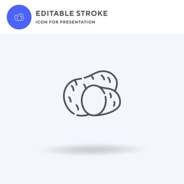 Patates ikonu vektörü, düz tabela, beyaz üzerine izole edilmiş katı piktogram, logo illüstrasyonu. Sunum için patates simgesi.