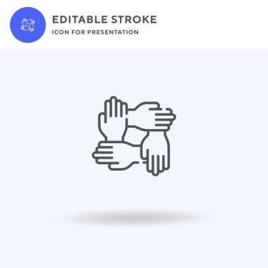 Arkadaşlık simgesi vektörü, düz tabela, beyaz üzerine izole edilmiş katı resim, logo illüstrasyonu. Sunum için arkadaşlık simgesi.
