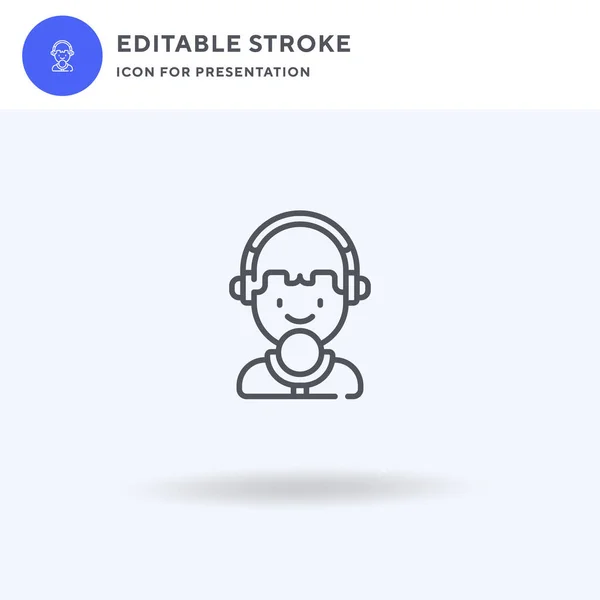 Podcaster Vector Icono Lleno Signo Plano Pictograma Sólido Aislado Blanco — Archivo Imágenes Vectoriales