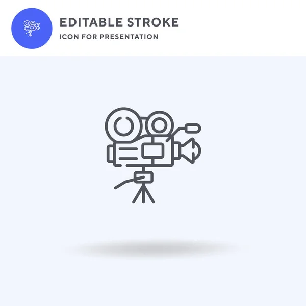 Cámara de cine vector icono, lleno signo plano, pictograma sólido aislado en blanco, ilustración del logotipo. Icono de cámara de cine para presentación. — Vector de stock