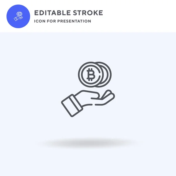 Bitcoin Vector Icono Signo Plano Lleno Pictograma Sólido Aislado Blanco — Vector de stock