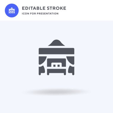 Plaj Kabini ikonu vektörü, düz tabela, beyaz üzerine izole edilmiş katı resim, logo illüstrasyonu. Sunum için Beach Cabana simgesi.