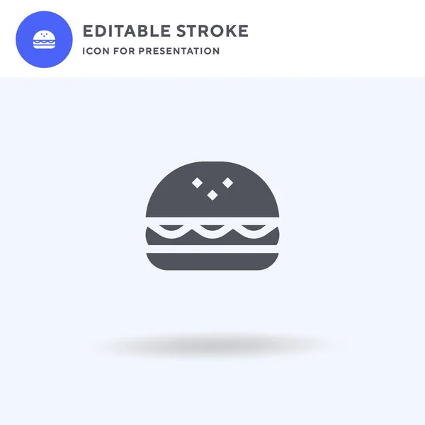 Burger Vetor Ícone Sinal Plano Preenchido Pictograma Sólido Isolado Branco —  Vetores de Stock