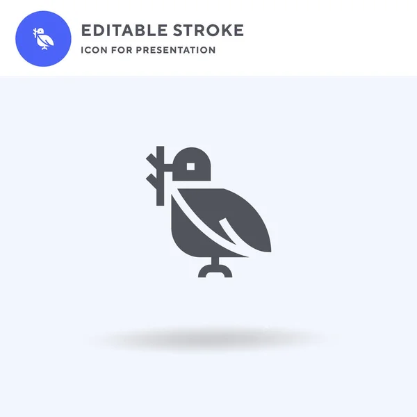 鳩のアイコンベクトル 完全なフラット記号 ロゴのイラストに隔離された固体ピクトグラム プレゼンテーションのための鳩のアイコン — ストックベクタ