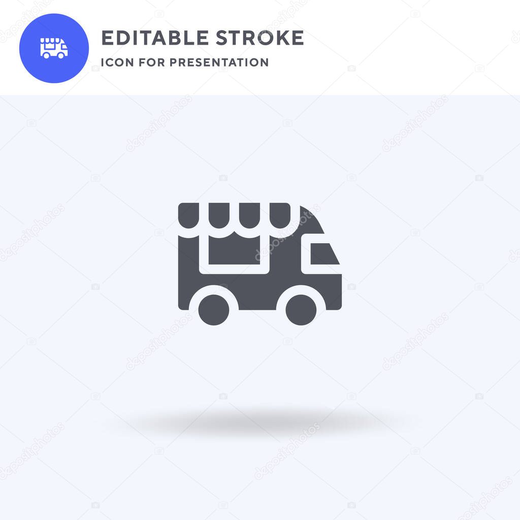 Food Truck icon vector, filled flat sign, solid pictogram isolated on white, logo illustration. Food Truck icon for presentation.