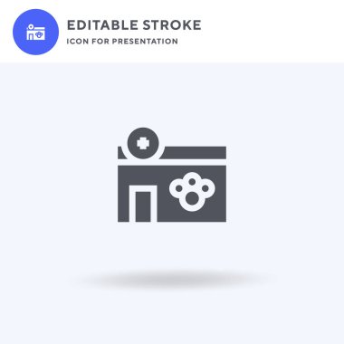 Veterinerlik ikonu vektörü, düz tabela, beyaz üzerine izole edilmiş katı resim, logo illüstrasyonu. Sunum için veterinerlik simgesi.