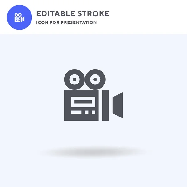 Vector Icono Cámara Vídeo Signo Plano Lleno Pictograma Sólido Aislado — Archivo Imágenes Vectoriales