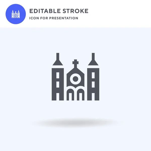 Cathedral Icon Vector Filled Flat Sign Solid Pictogram Isolated White — Stock Vector