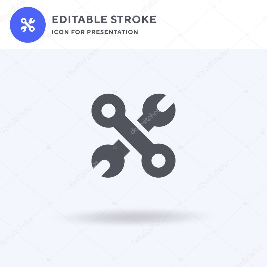 Wrench icon vector, filled flat sign, solid pictogram isolated on white, logo illustration. Wrench icon for presentation.