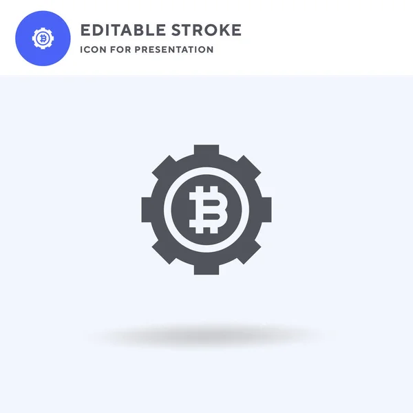 Bitcoin Vector Icono Signo Plano Lleno Pictograma Sólido Aislado Blanco — Vector de stock