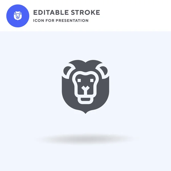 Vector Icono León Signo Plano Lleno Pictograma Sólido Aislado Blanco — Vector de stock