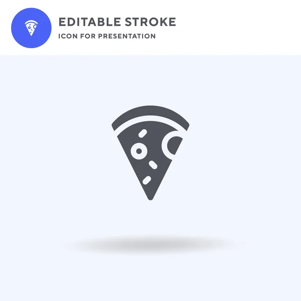 Pizza ikonu vektörü, düz tabela, beyaz üzerine izole edilmiş katı resim, logo illüstrasyonu. Sunum için pizza simgesi. — Stok Vektör